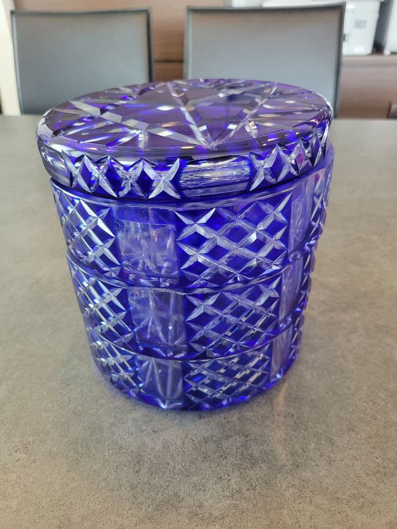 【貴重】切子　ガラス器　三段重