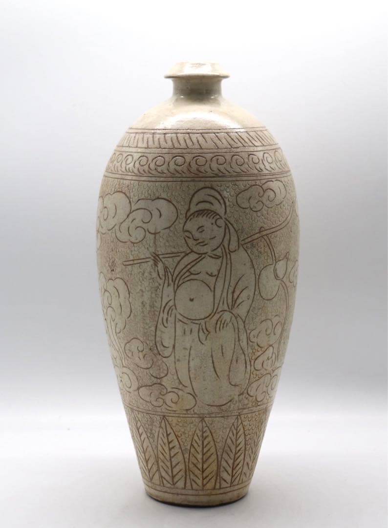 中国　磁州窯　人物紋瓶　送料込み0725