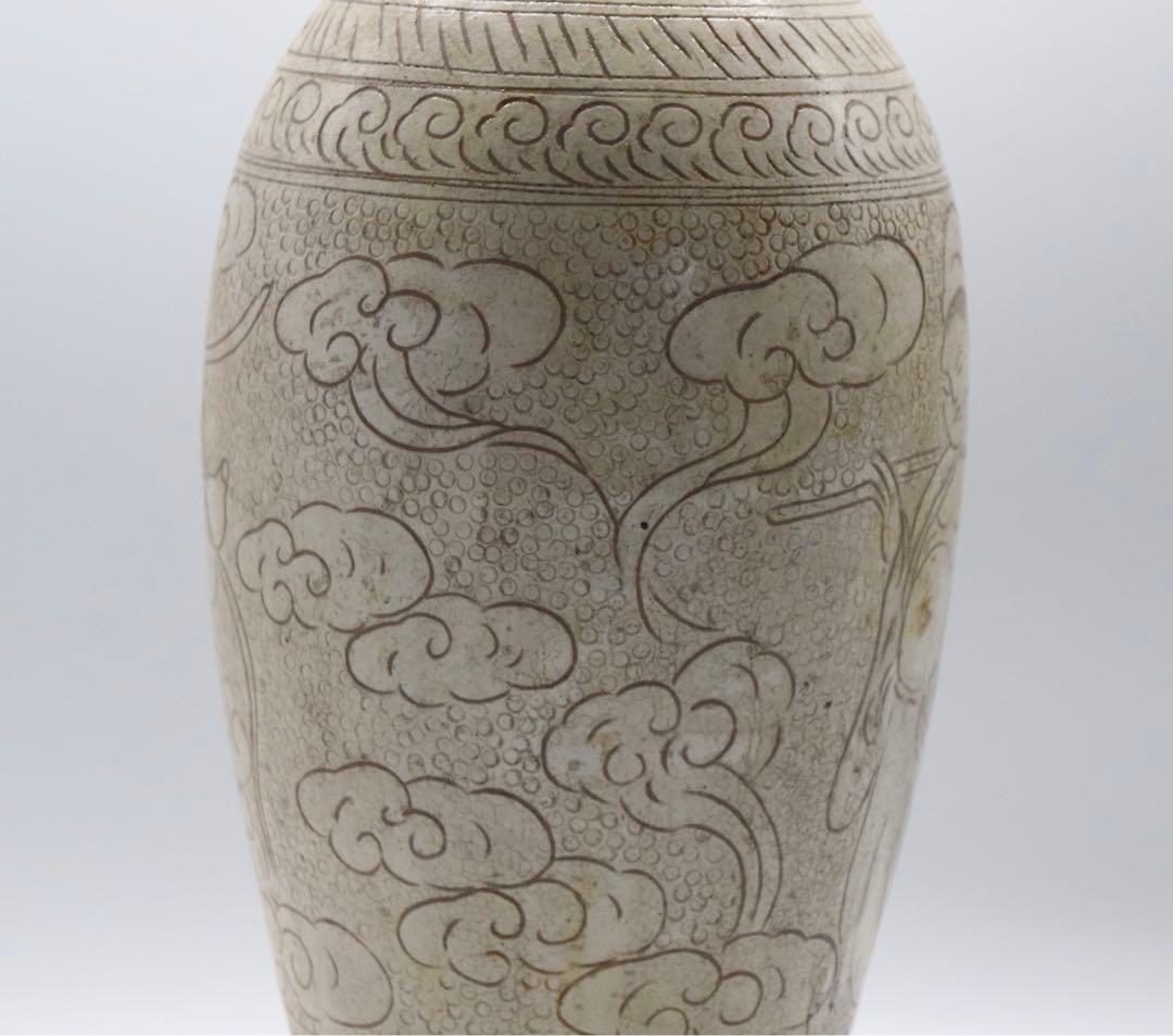 中国　磁州窯　人物紋瓶　送料込み0725