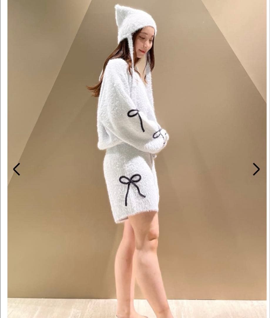 ジェラートピケ リボンフェザーロンパースルームウェア