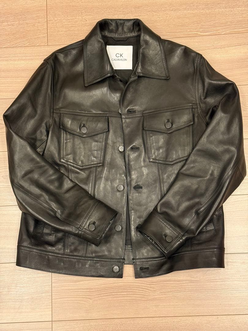 【K】  カルバンクライン レザージャケット 黒