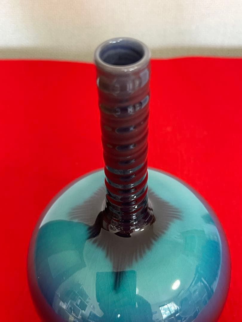 人間国宝 柳雨軒 三代 徳田八十吉 花入 管理T292 共箱 共布 陶歴付