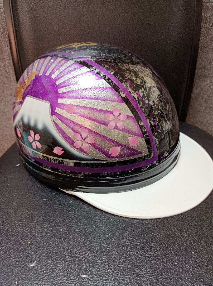 カスタムコルク半　Candyパープル　蝶塗装　七色ラメ　文字変更無料