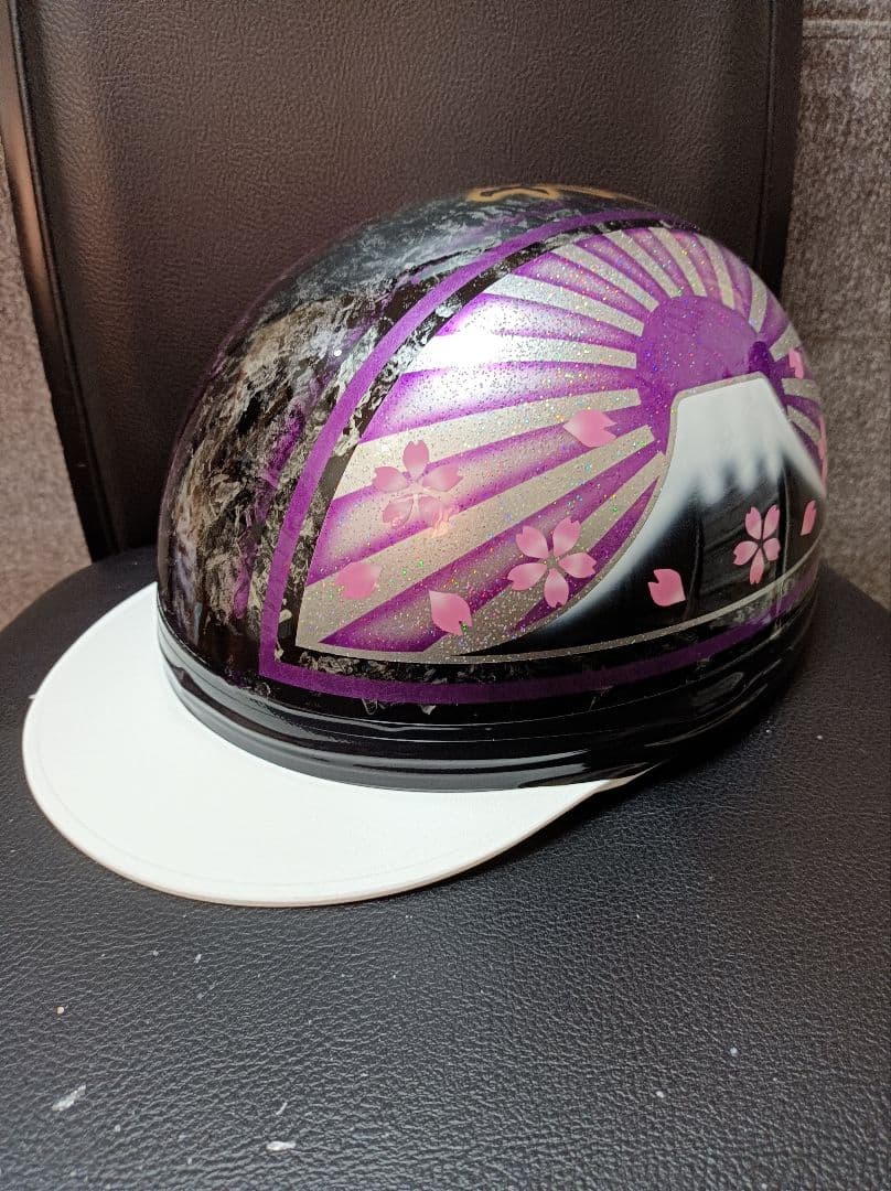カスタムコルク半　Candyパープル　蝶塗装　七色ラメ　文字変更無料