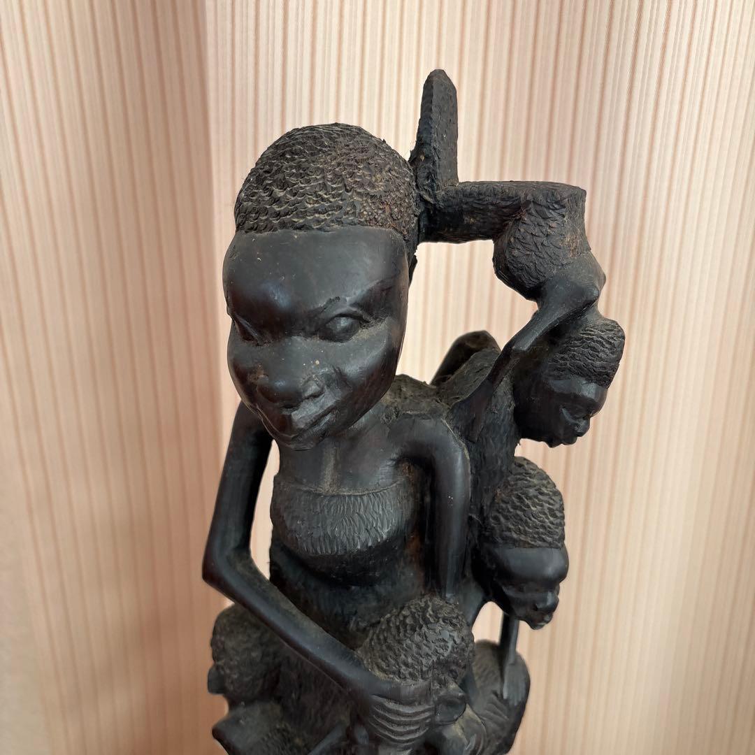 マコンデ彫刻　古美術　アフリカ　黒檀　木彫　民藝　民芸　彫刻