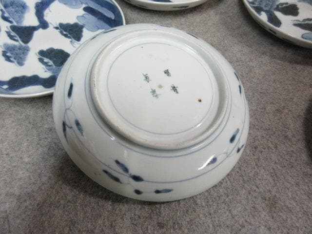 富貴長春伊万里焼染付松図中皿10枚 [B25345]