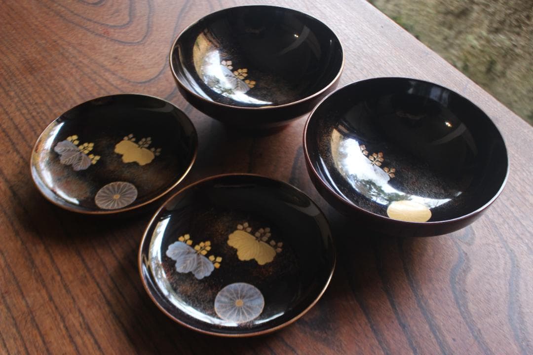 時代逸品！上質紅溜塗に極上高台寺蒔絵の美しいお椀2点（検加賀蒔絵吸物碗蒔絵椀