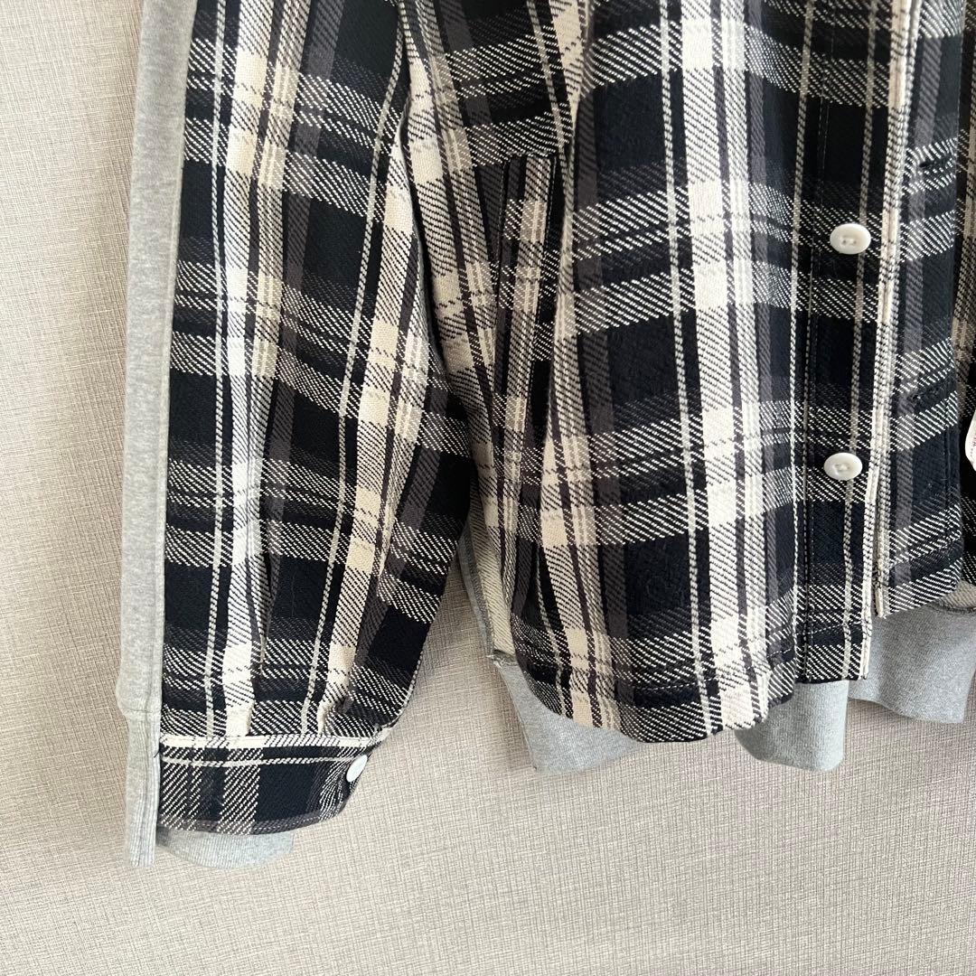 ミハラヤスヒロ パッチワーク ドッキング シャツジャケット チェック パーカー