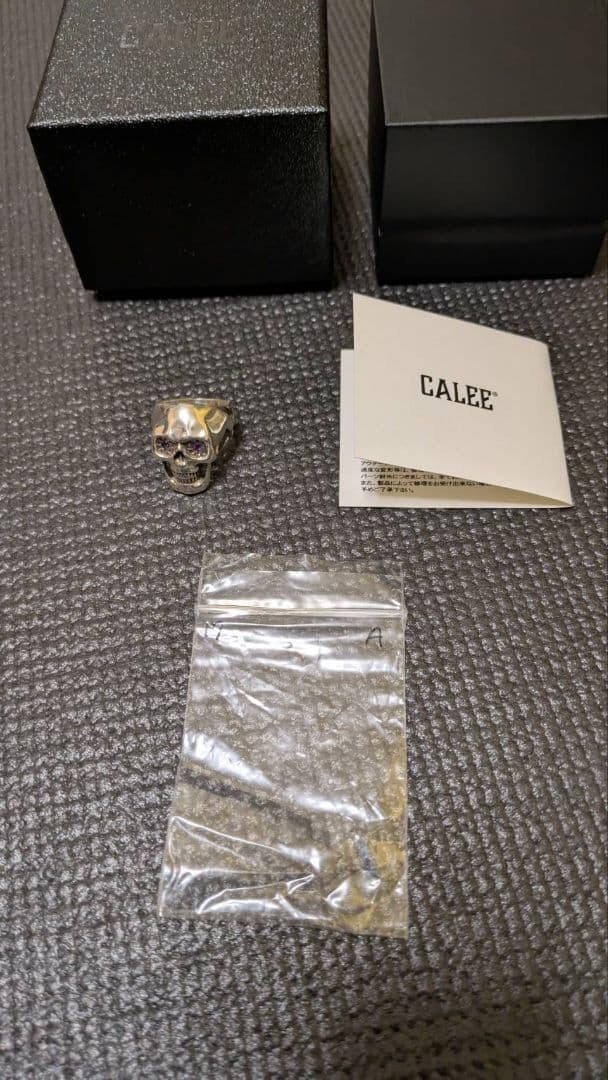 CALEE ラッキースカルリング アメジスト　シルバー　17号