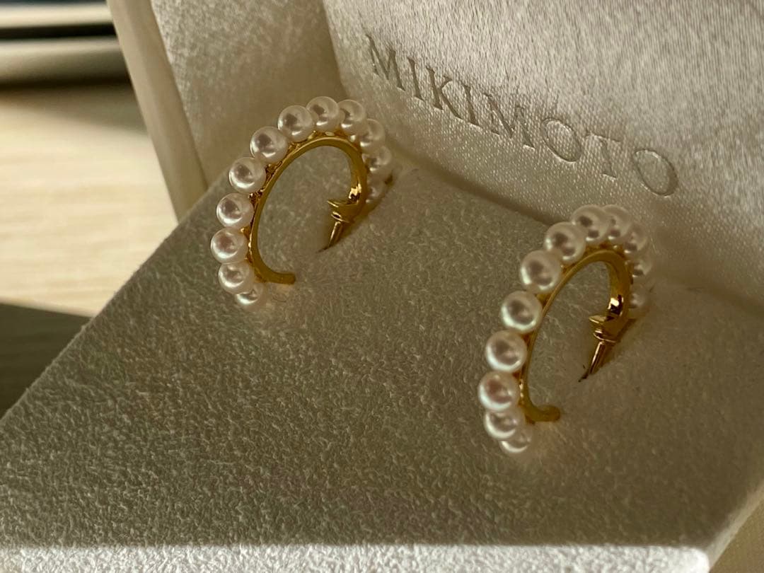 かんかん 　MIKIMOTO K18 アコヤ真珠フープピアス