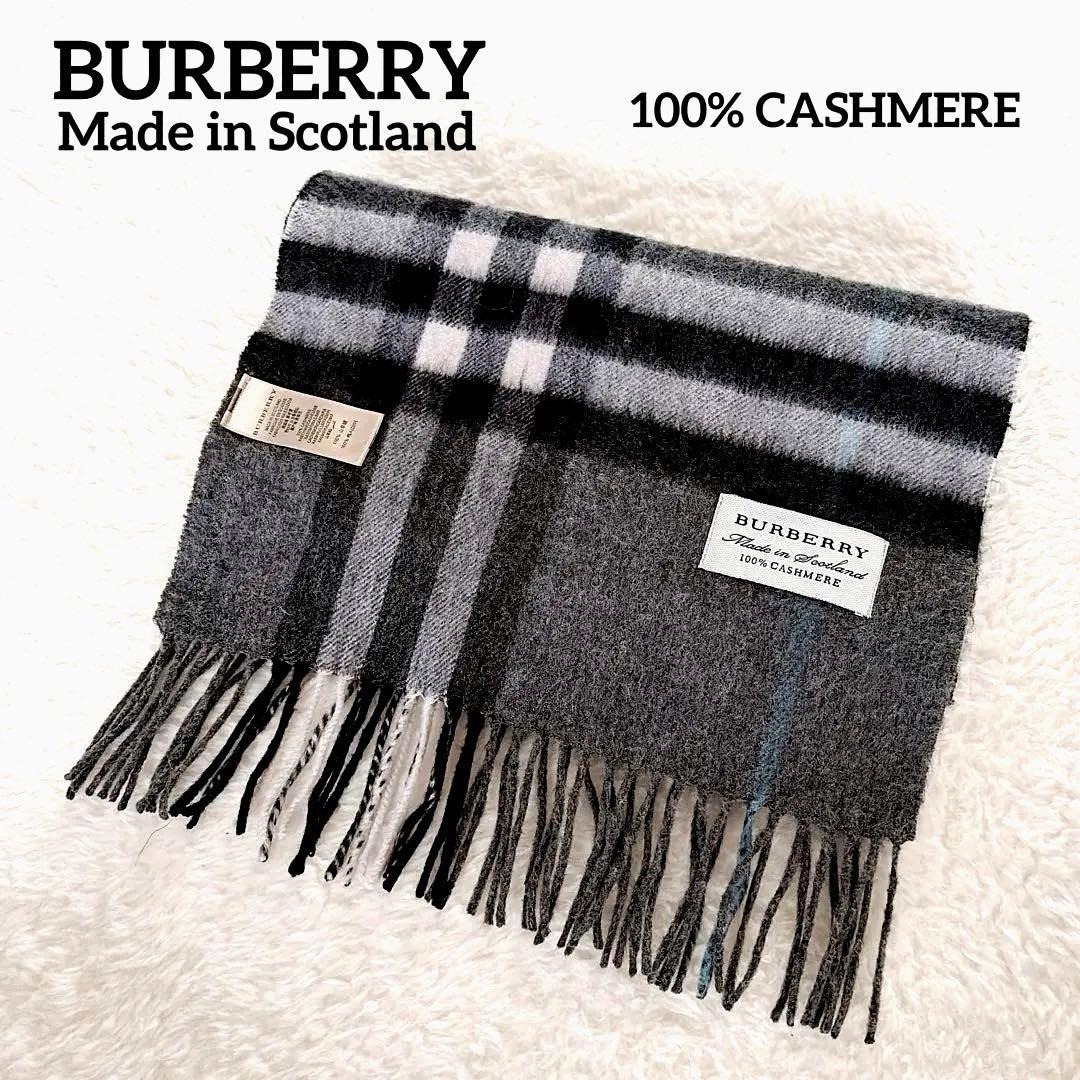 美品✨【バーバリー】カシミヤ100%ロングマフラー メガチェック ノバチェック