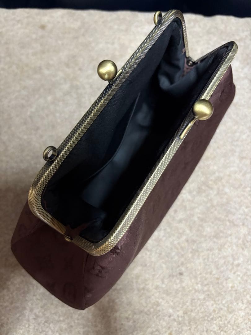 よっち様 ビスコース生地 がま口ショルダーバッグ ブラウン がま口長財布 2点