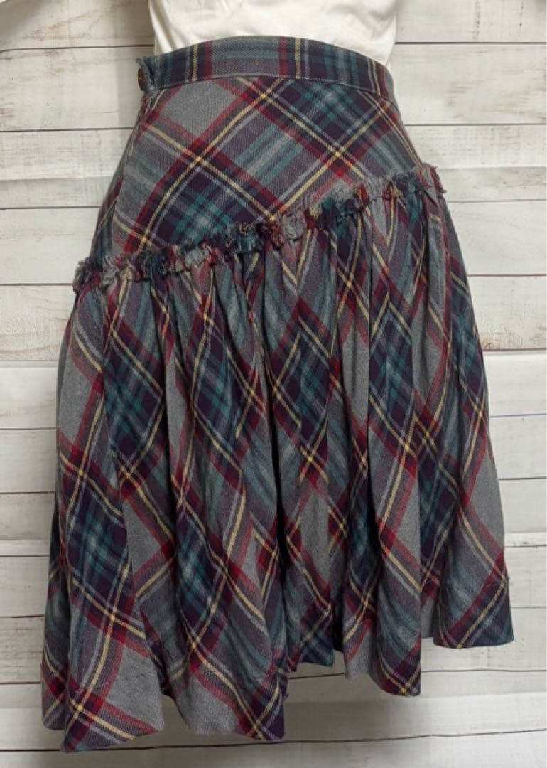 【ヴィヴィアンウエストウッド レッドレーベル】アシンメトリースカート★チェック柄