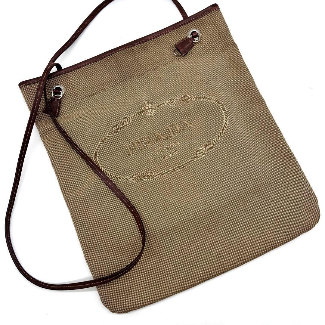 美品✨ PRADA ロゴジャガード キャンバス サコッシュ ショルダーバッグ