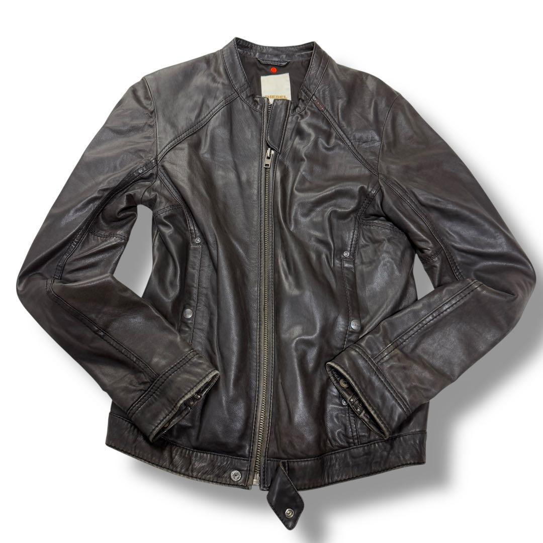 DIESEL 521 シングル ライダースジャケット ラムレザ 羊革 メンズ