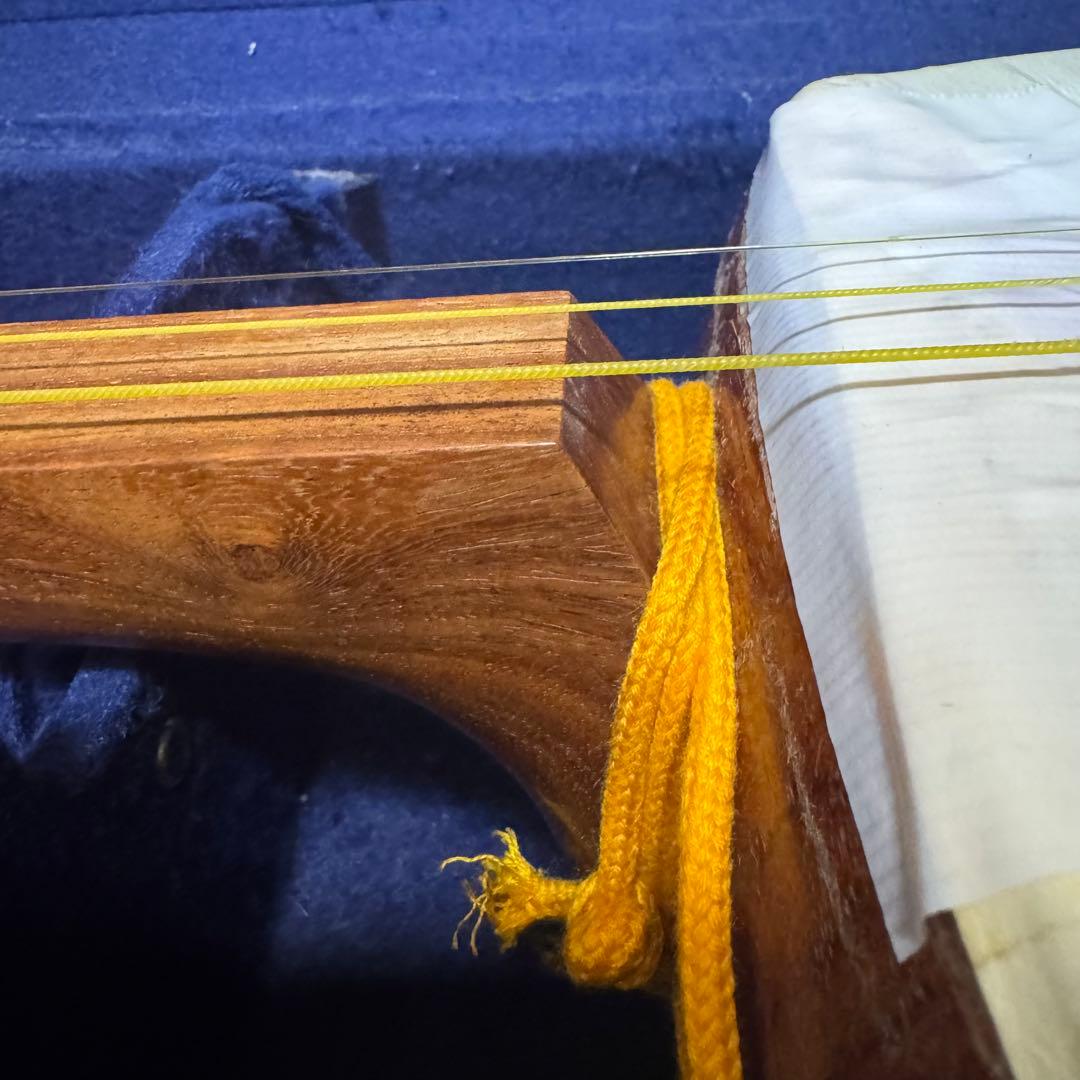 三味線　撥　ケース　3点セット　中棹　花梨　東さわり　破れ有り　初心者　入門