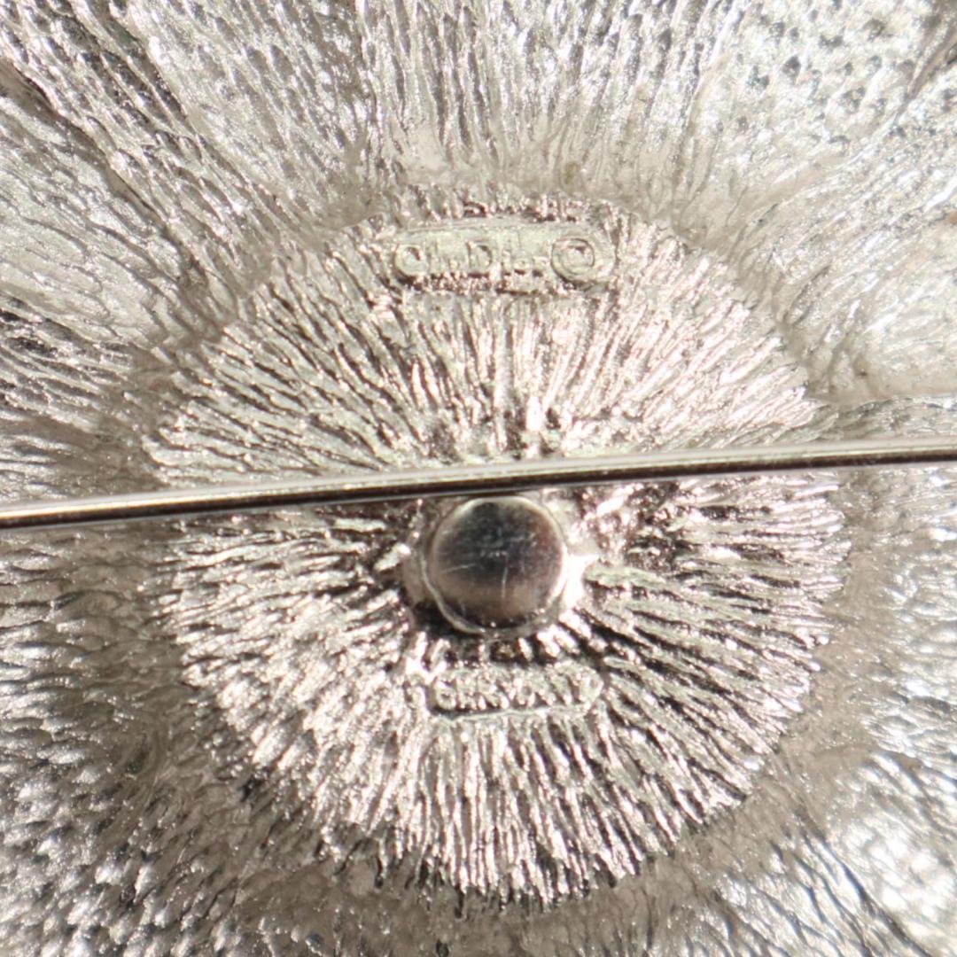 Christian Dior ディオール フラワー ブローチ　シルバー　高級