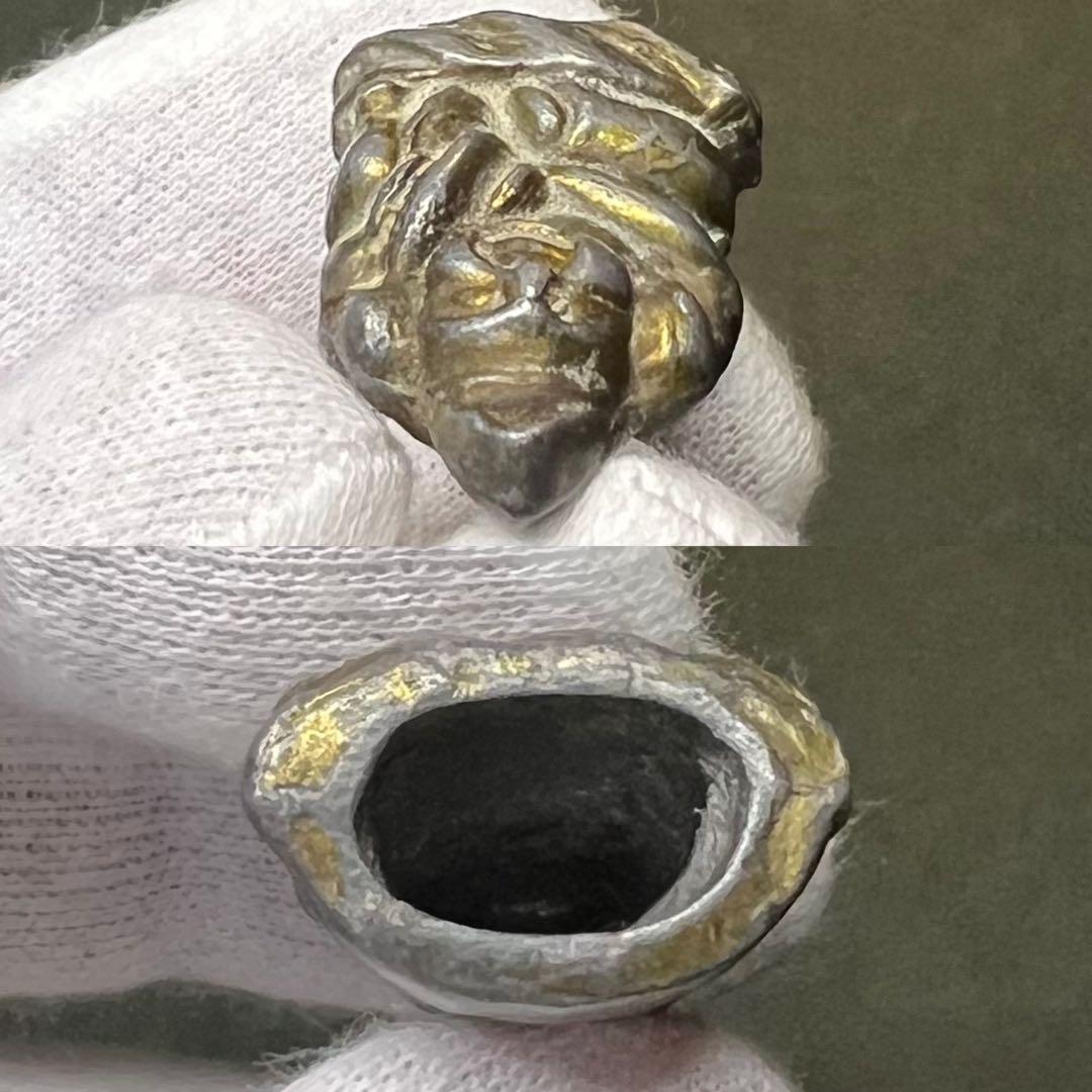 ◎古道具 庵々◎江戸時代後期 古銅製 恵比寿像 懐中仏◎神像豆仏鍍金痕有中空鋳造