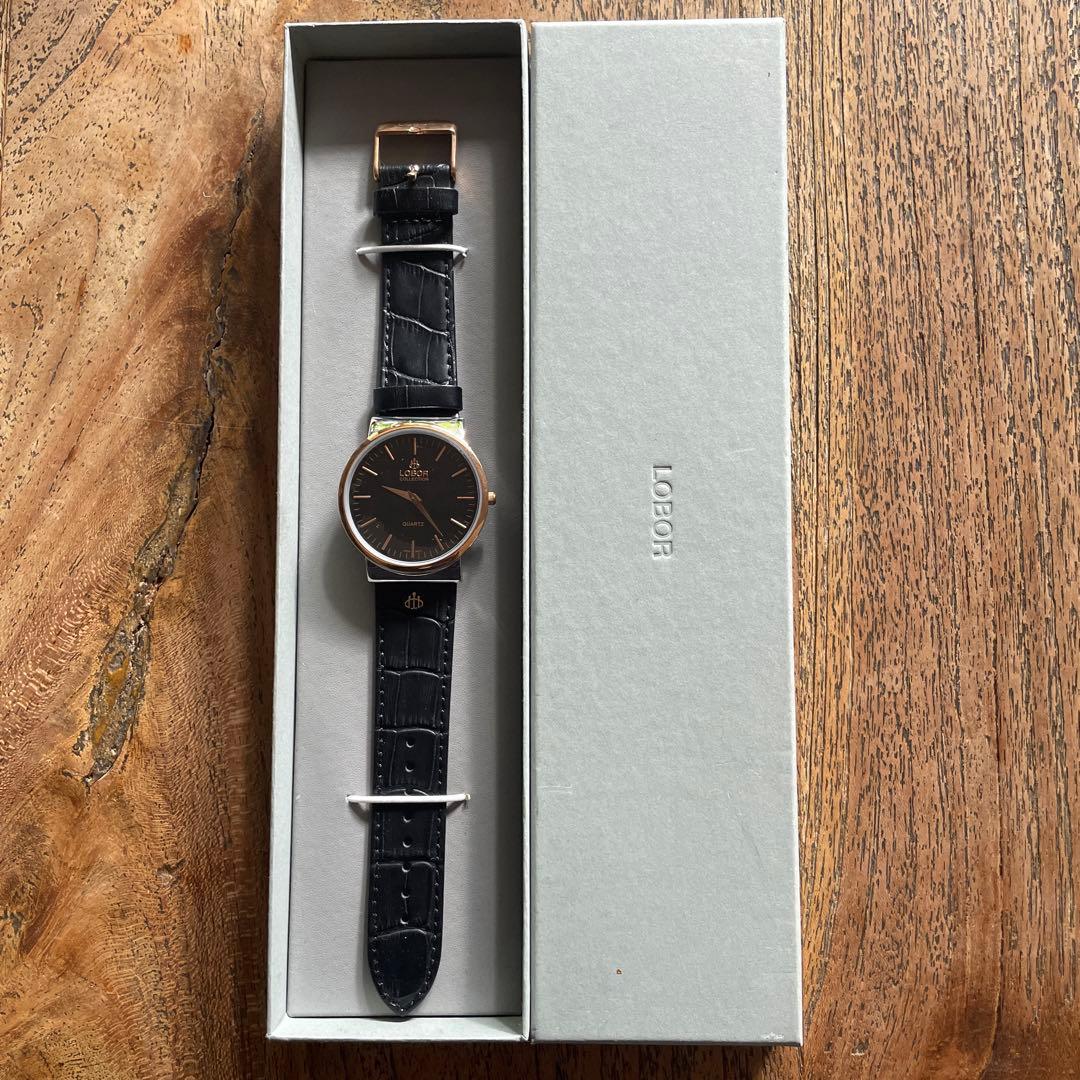 【未使用】LOBOR 腕時計 ブラックレザー