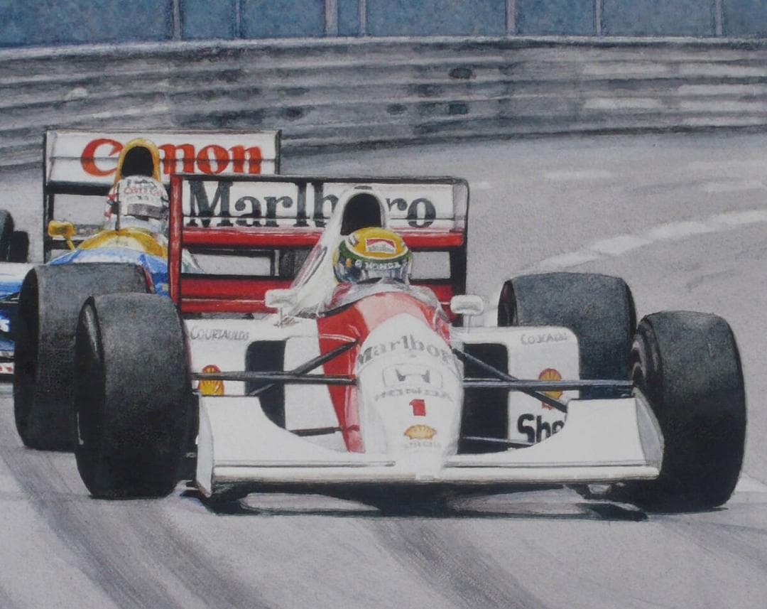 The Battle of Monaco 1992 / セナVSマンセル 水彩画