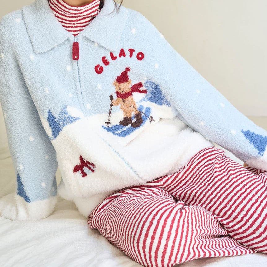 新品✨ジェラートピケ【HOLIDAY】スキーベアジャガードカーディガン MNT