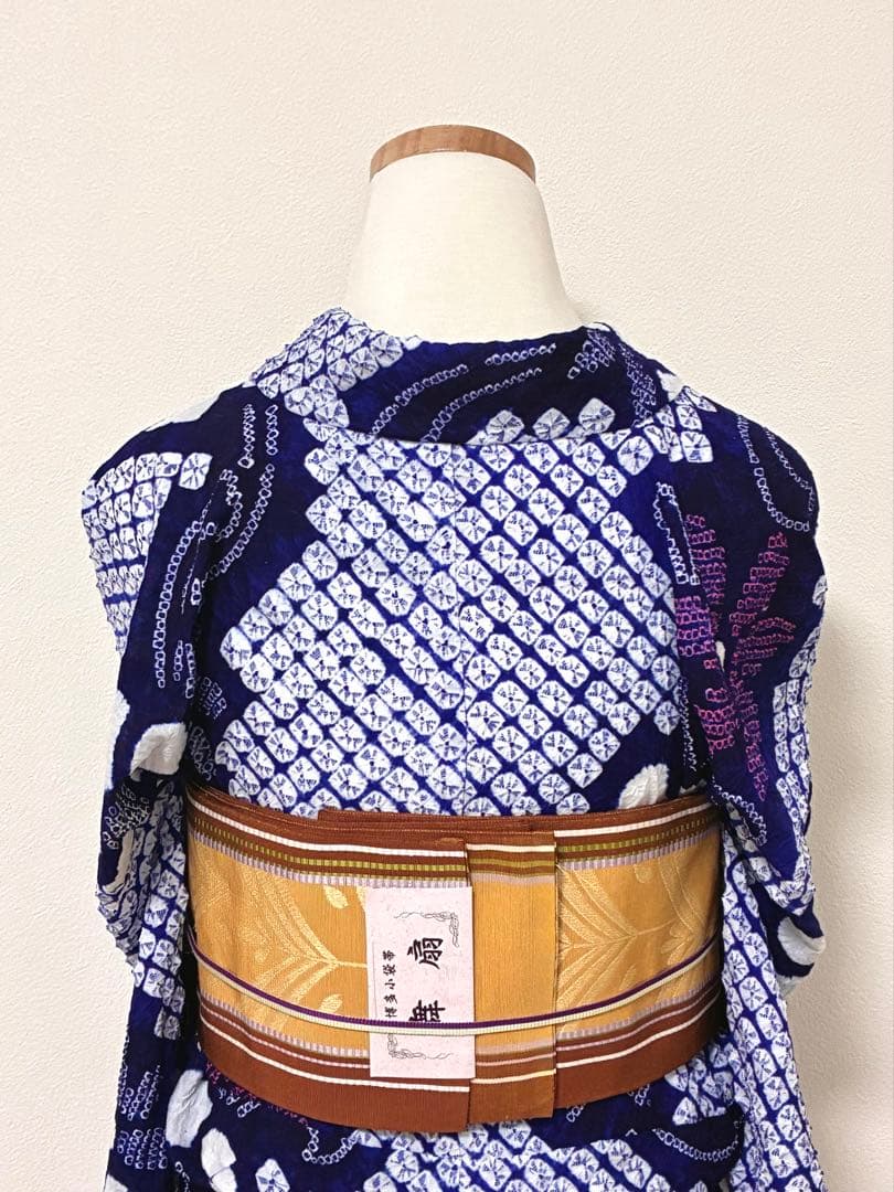 浴衣　有松鳴海絞り　蔓花　裄67cm