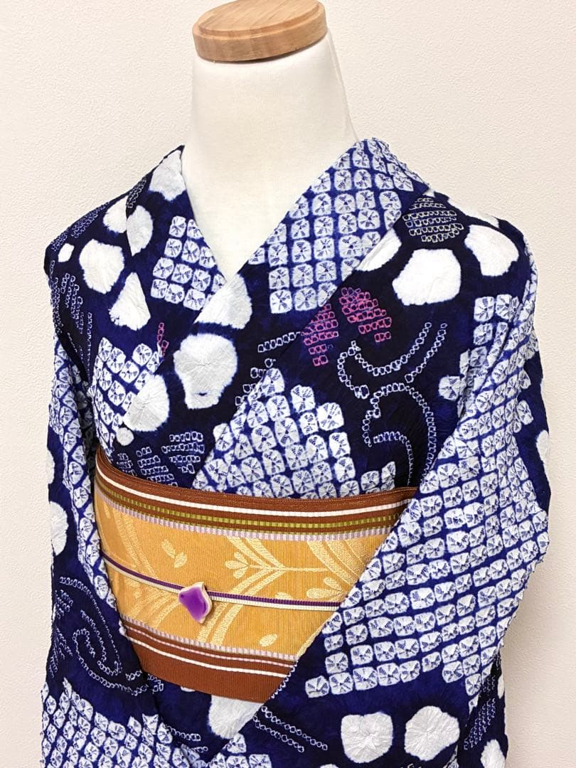 浴衣　有松鳴海絞り　蔓花　裄67cm