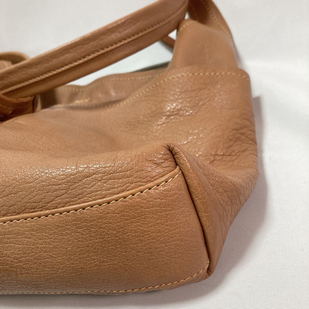 genten ゲンテン タスカ ロゴ ショルダーバッグ レザー グレージュ