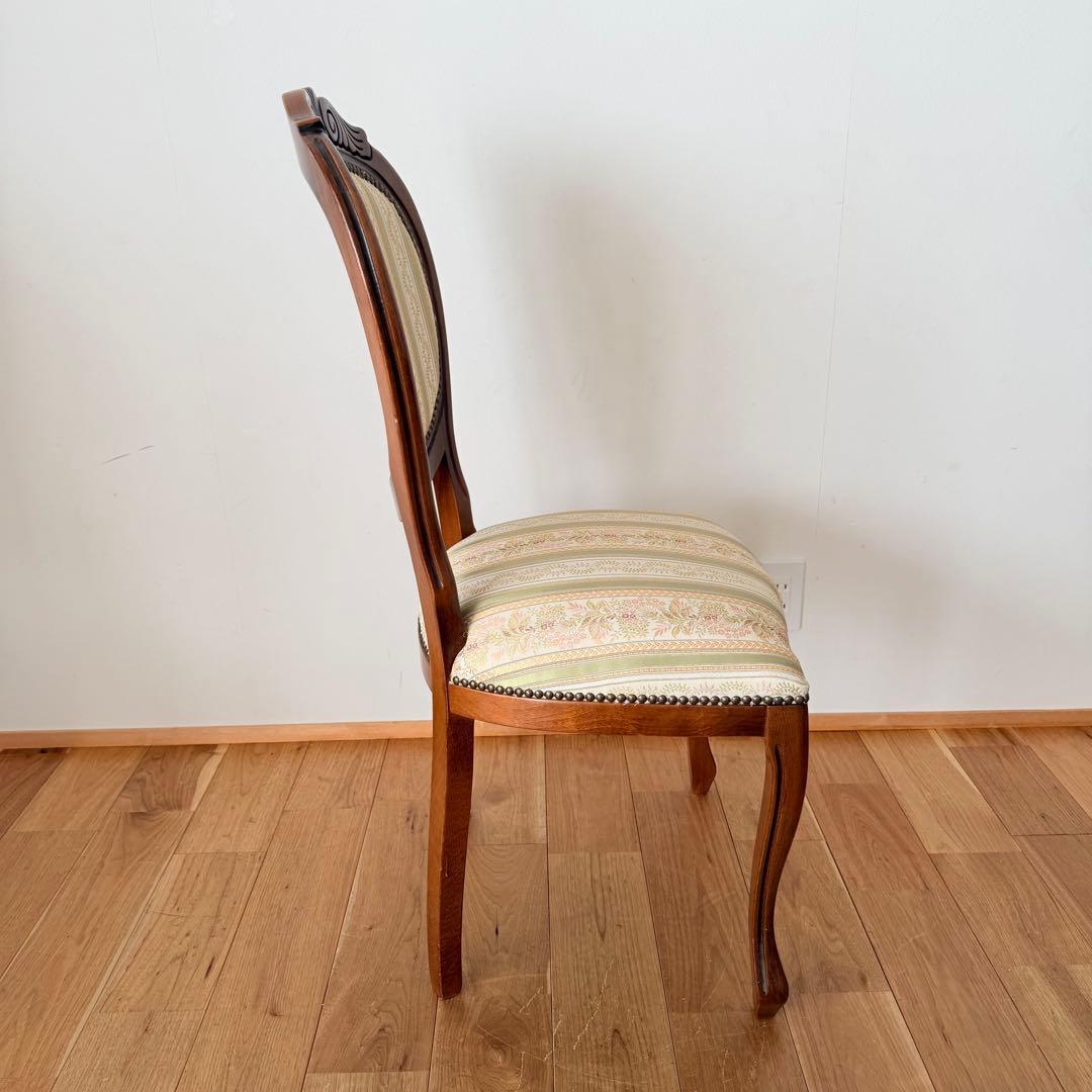 イタリア ダイニング アンティーク 木製チェア 猫足 象嵌 ロココ ヨーロッパ