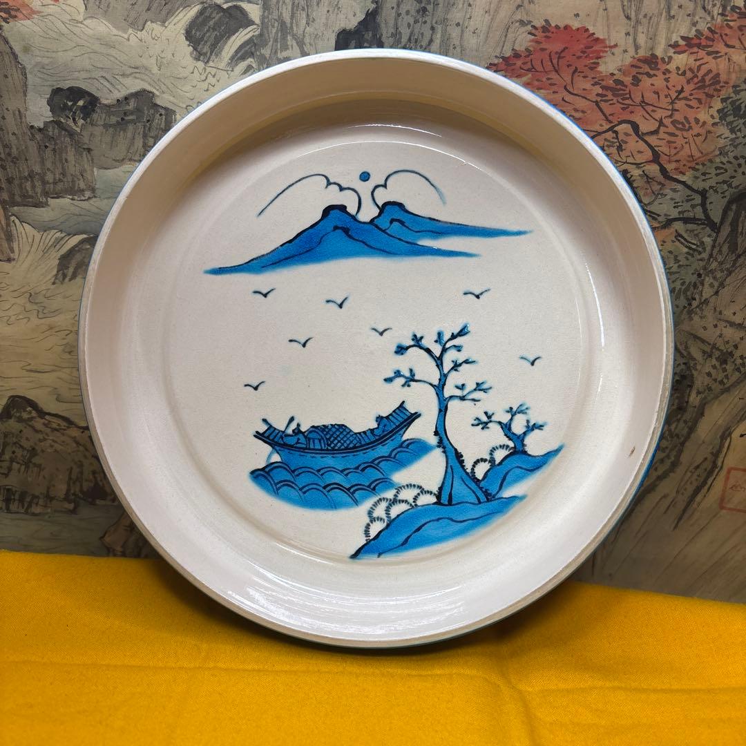 手塚大示 独楽　平安大示 食籠 共箱 交趾　　 山水