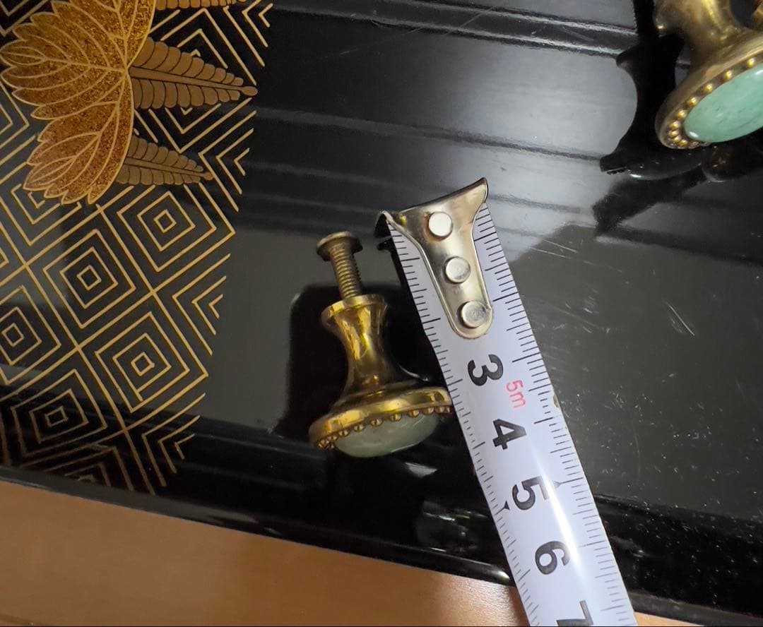 ヨロパーアンティーク真鍮製装飾取っ手 8個セット 天然石 翡翠風