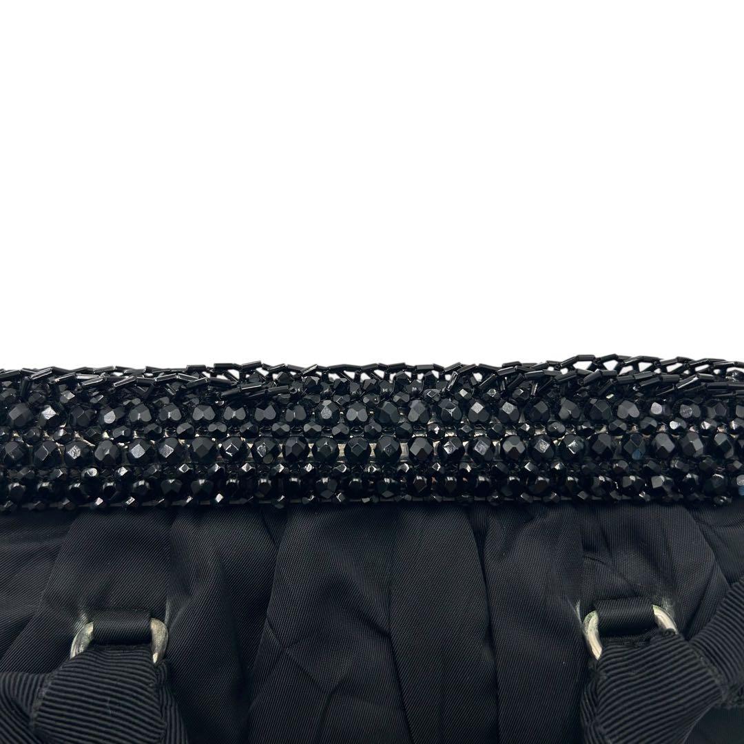 【がま口】プラダ プレート　ビジュー　ブラック　ハンドバッグ BN1146