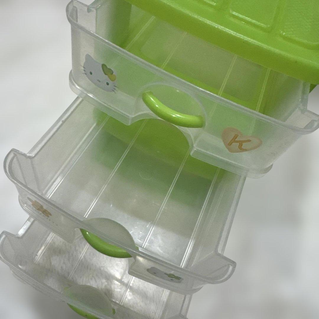 平成レトロ ハローキティ 3段ミニチェスト　オレンジ　グリーン　セット