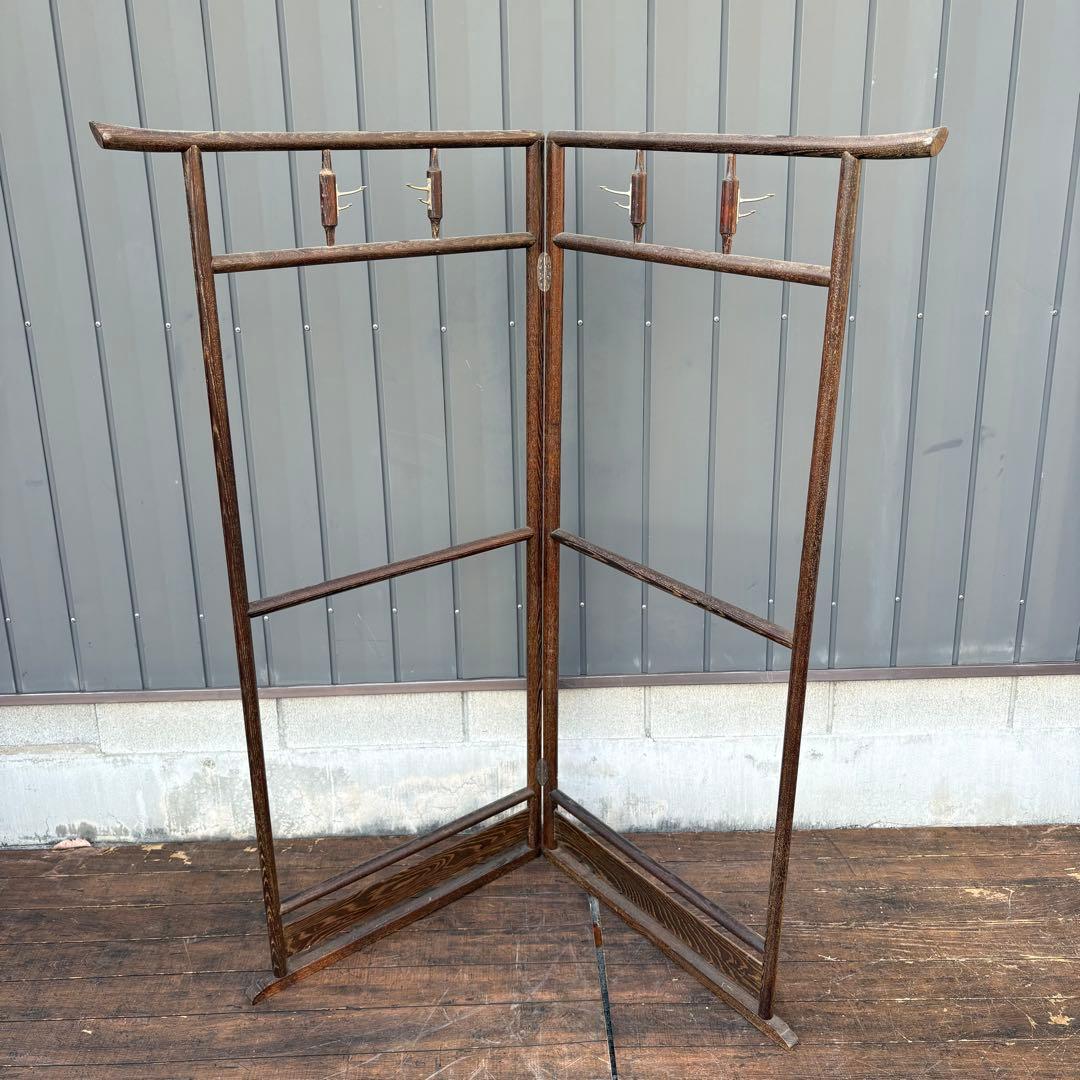 昭和レトロ 和風 古民具 漆塗り 衣桁 衣紋掛け 古道具 和家具 コゲ茶 着物