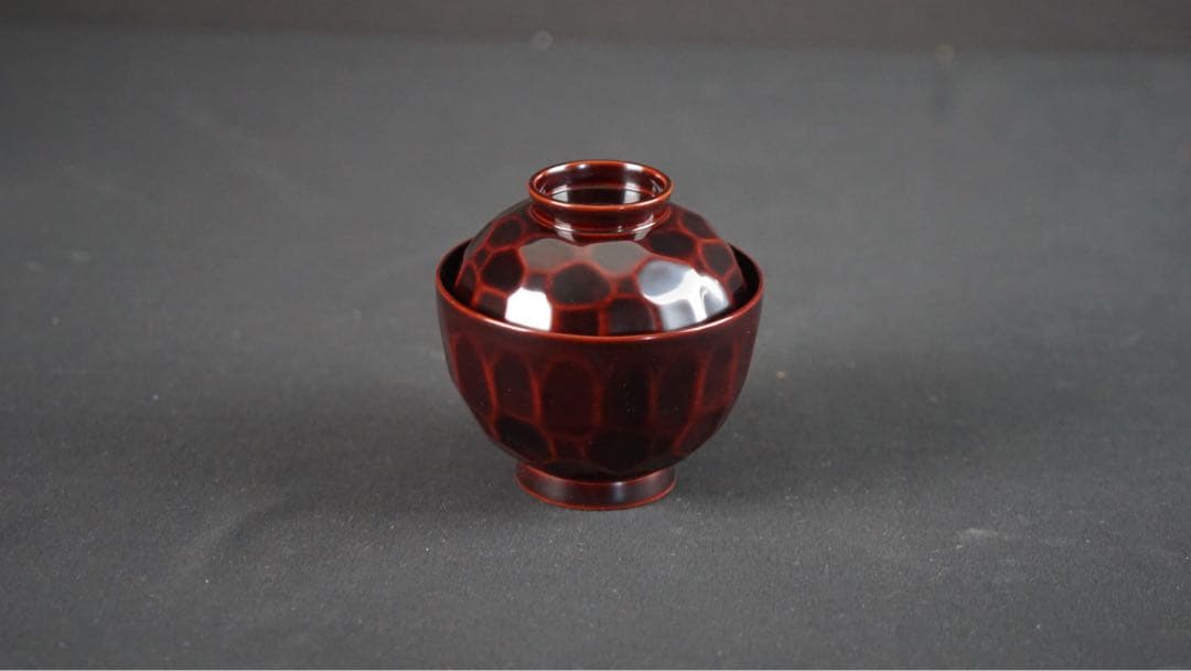 輪島塗 渦蒔絵 亀甲形 吸物椀 5客 共箱 未使用 美品