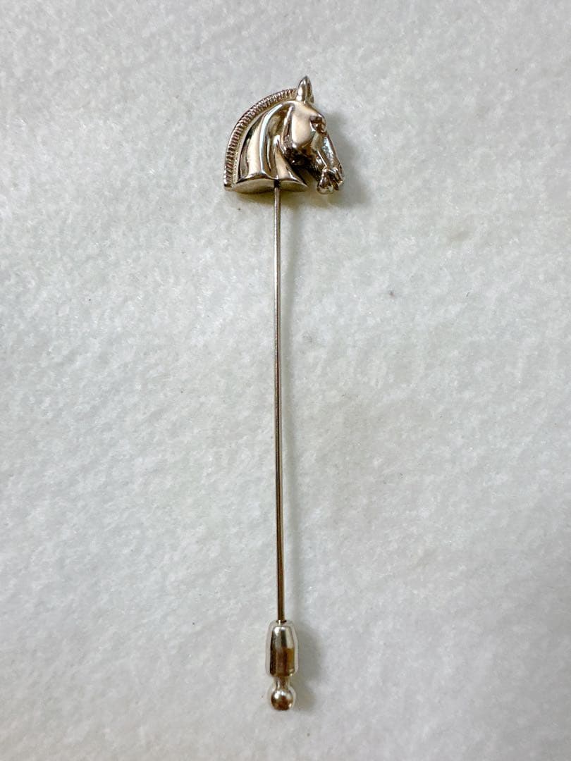 美品 エルメス ホースヘッド ピンブローチ シルバー