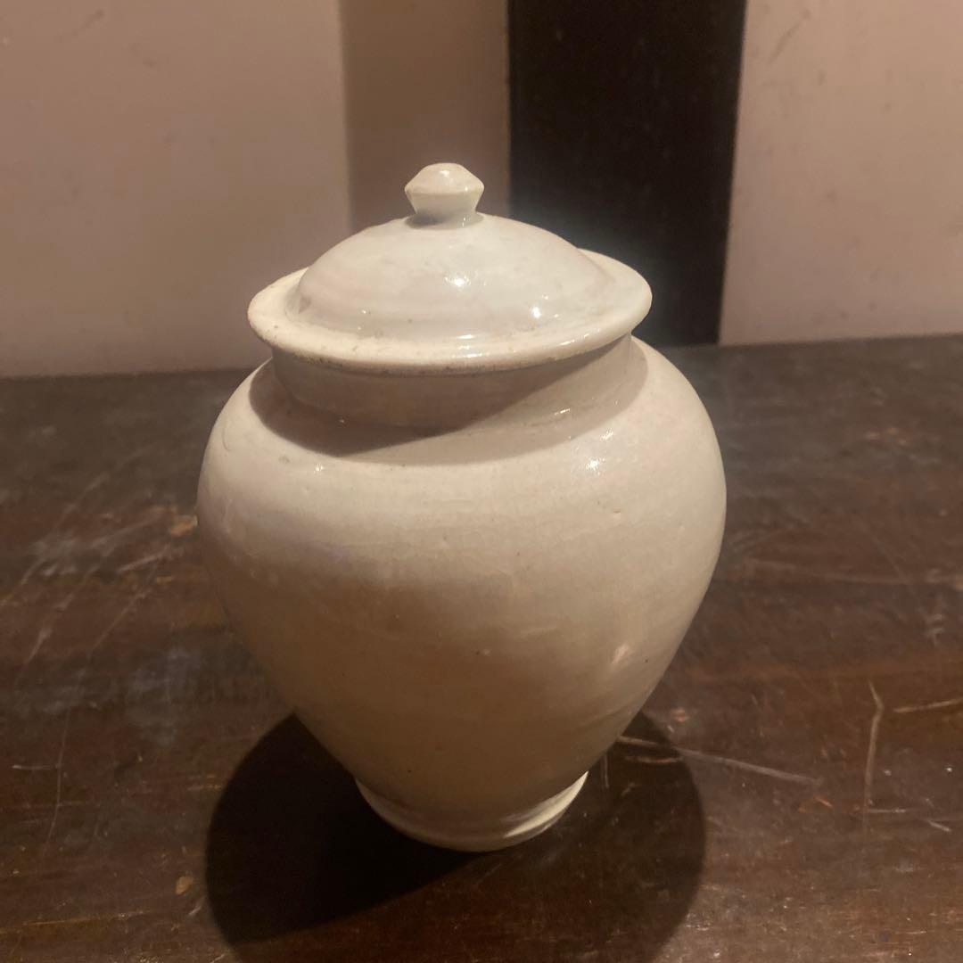 古伊万里白磁蓋付壺11cm16cm