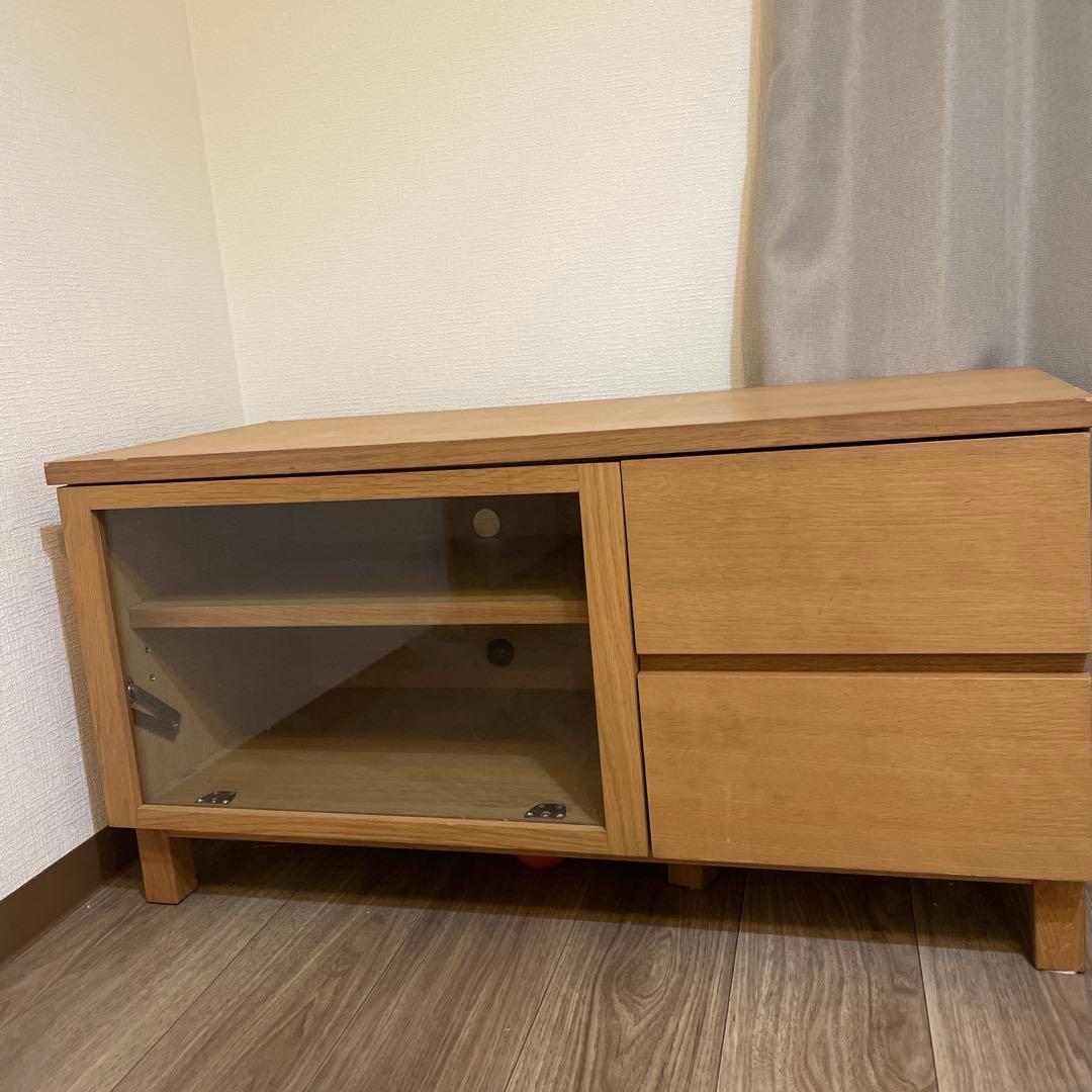 音*人様 無印良品 ナチュラルウッド テレビ台 ガラス扉付き　使用感あり