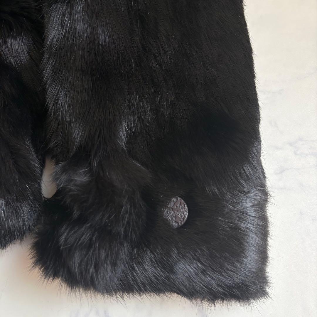 【本毛皮】希少なメンズ毛皮コート サイズ XLダブル 黒 リアルファー