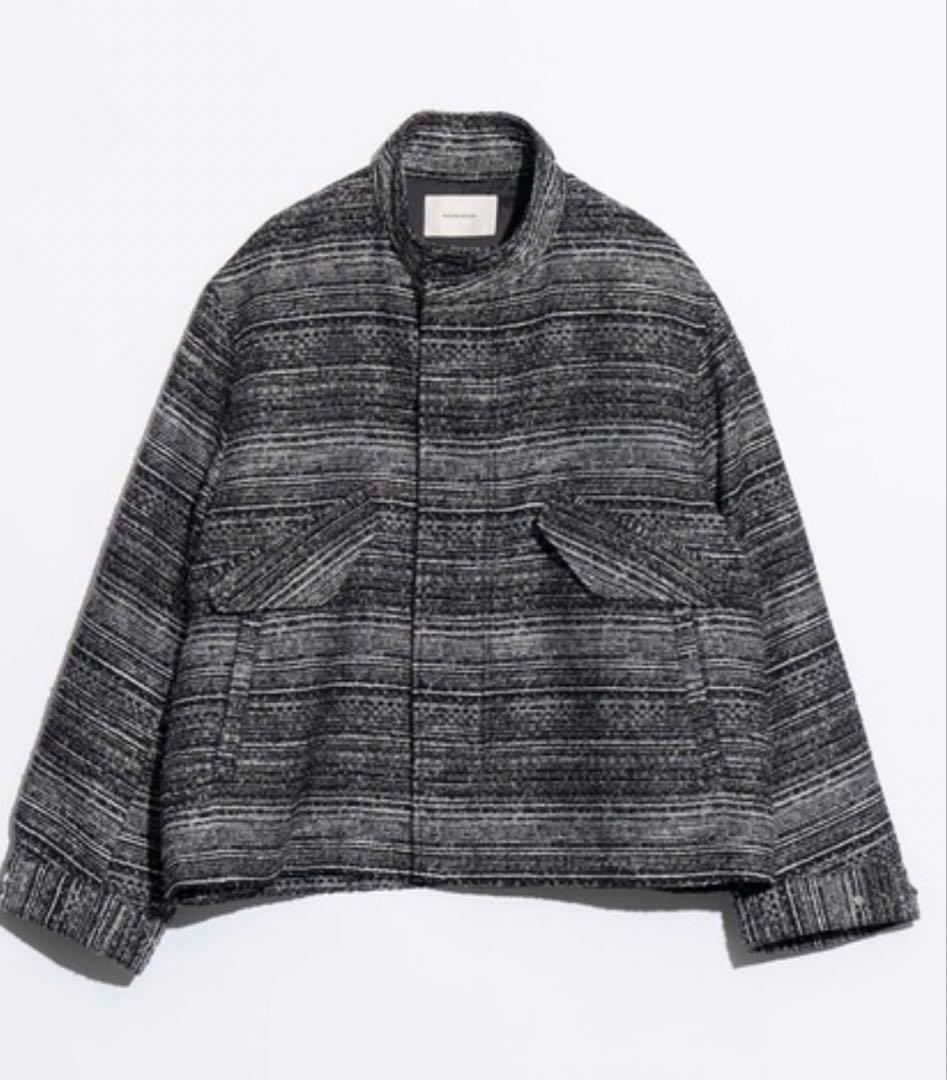モールツイードジャガードドレスオーバーショートモッズコート メゾンスペシャル