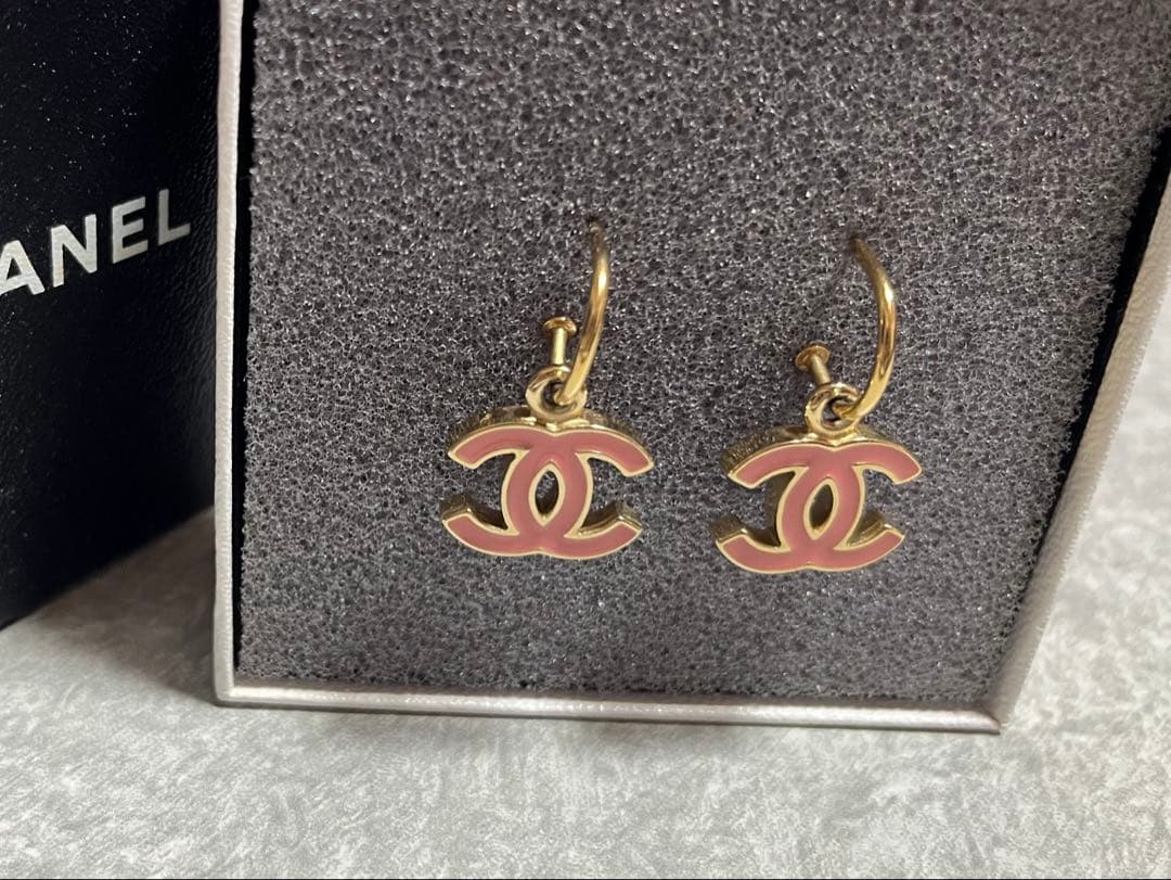 CHANEL シャネル ピンク CCロゴ ピアス