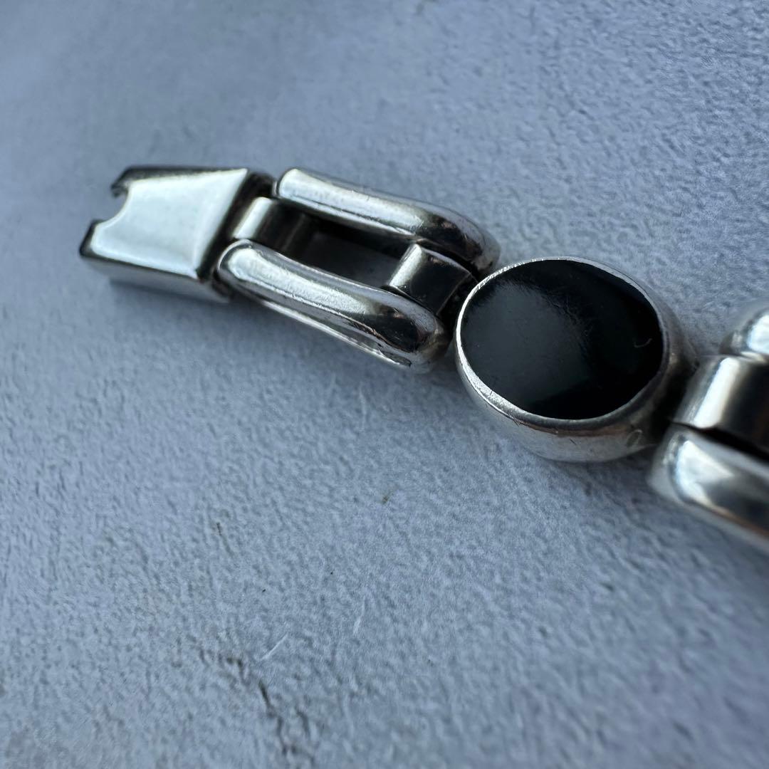 ヴィンテージ オニキスリンクブレスレット シルバー925 メキシコ製