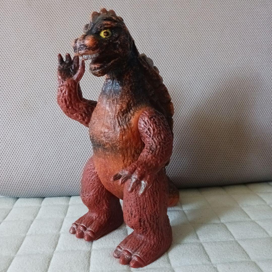 昭和 当時物 ゴジラ フィギュア 約33cm 茶色 手足可動 無刻印 記名あり