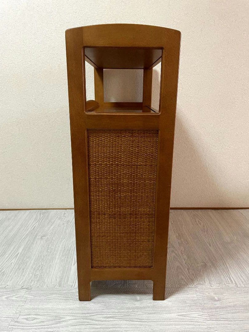 オールドカリモク　ラタン　電話台　FAX台　キャビネット