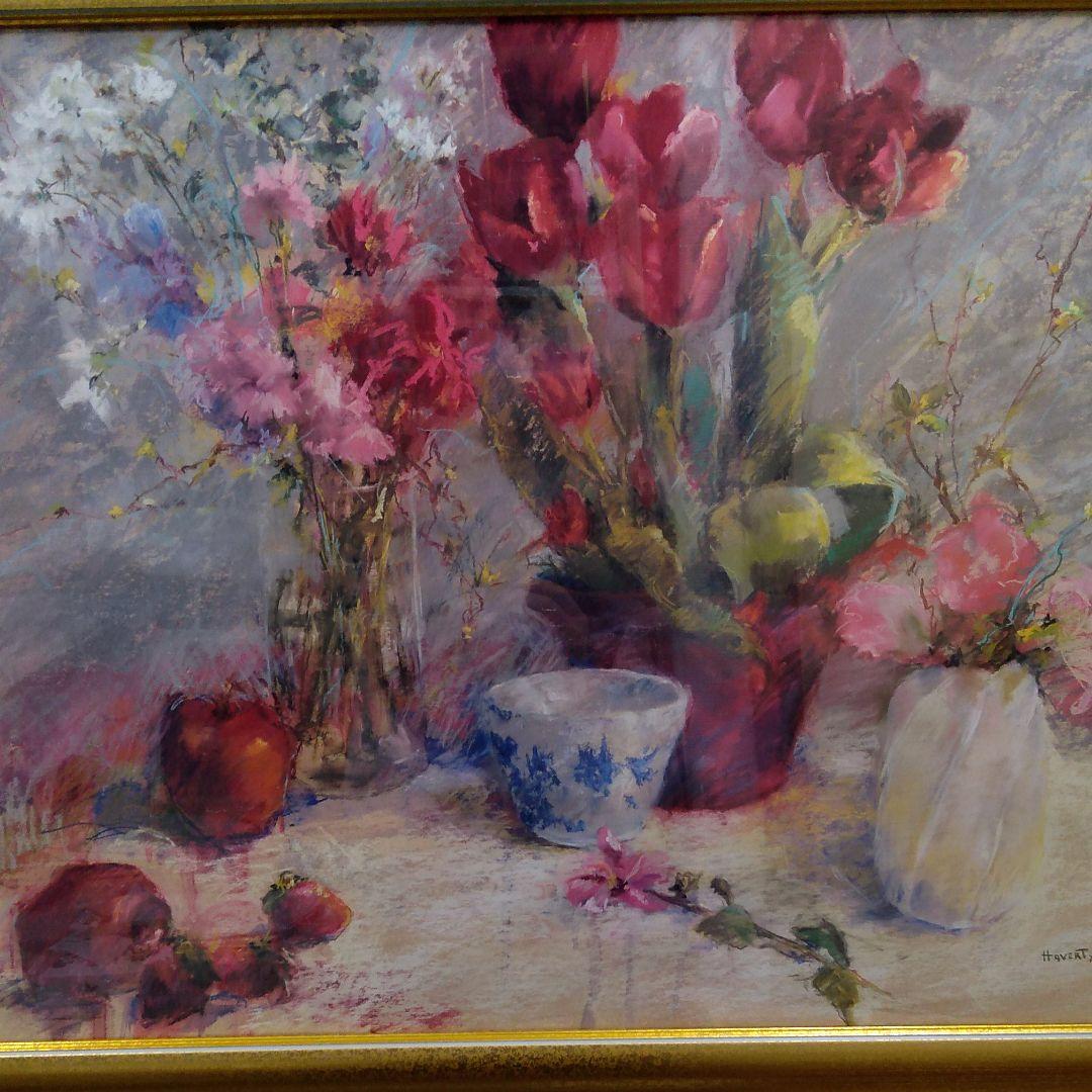 ポスター　横　特寸法　チューリップ　赤い花　額装仕上げ品