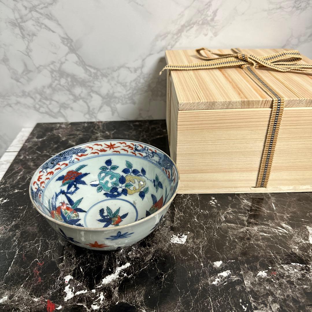 古伊万里、極上手、桃の図、茶碗、鉢。無傷。