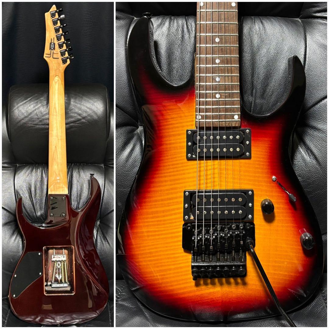 7弦 ロック式 アーム ギター トラ 木目 ラウド メタル ダウンチューニング