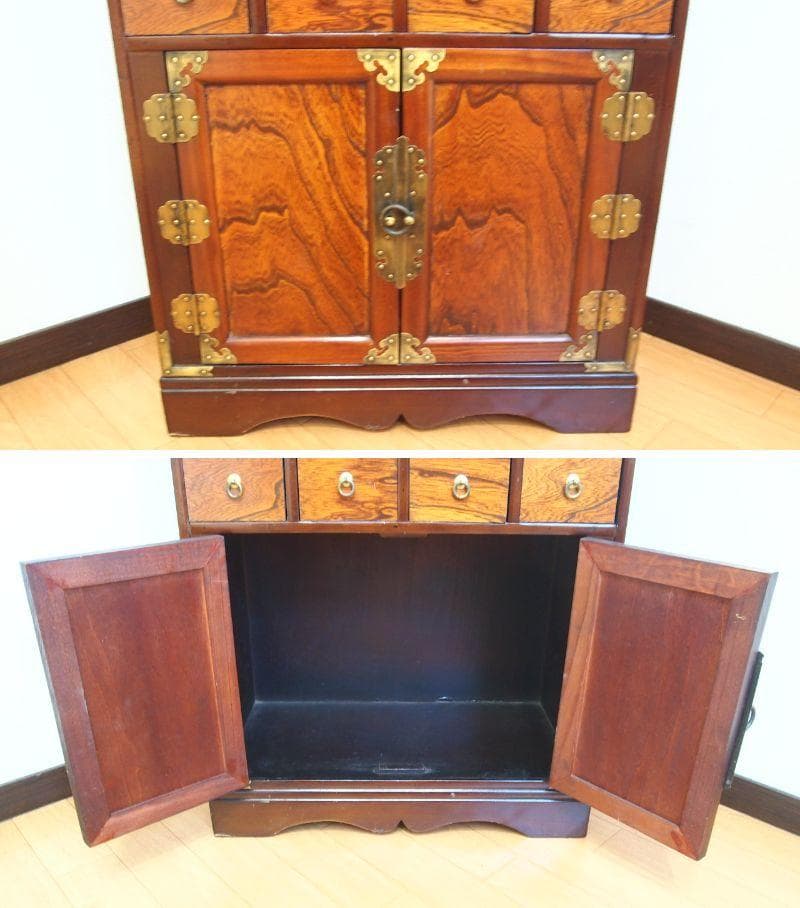 【良品】李朝家具 薬箪笥 隠し収納付き チェスト/小物入れ 蝶番金具 インテリア