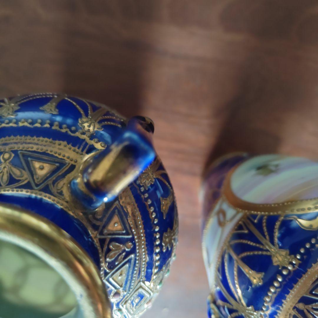 #オールドノリタケ#アンティーク#食器#花瓶#コバルトブルー#金盛り