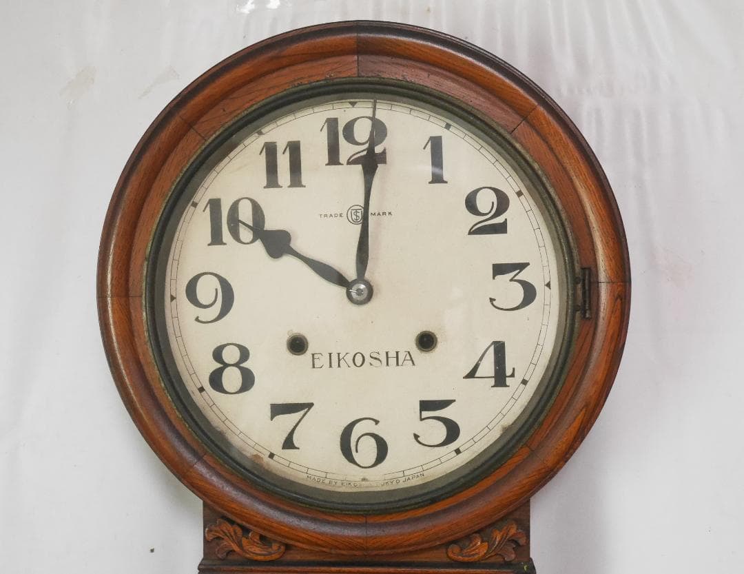 動作品★アンティーク　EIKOSHA　英工舎　ゼンマイ式　柱時計◆中古